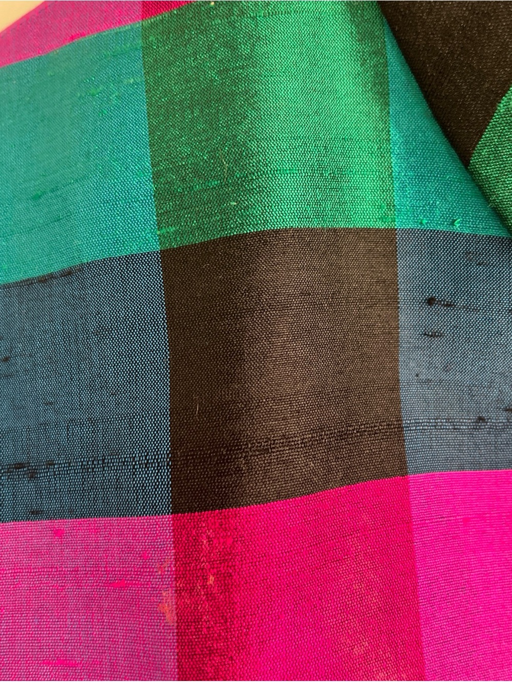 Thomson 100% Silk Jewel Toned Plaid Jacket Size XL 80s Colorblock Grandmillenial - Picture 9 of 16